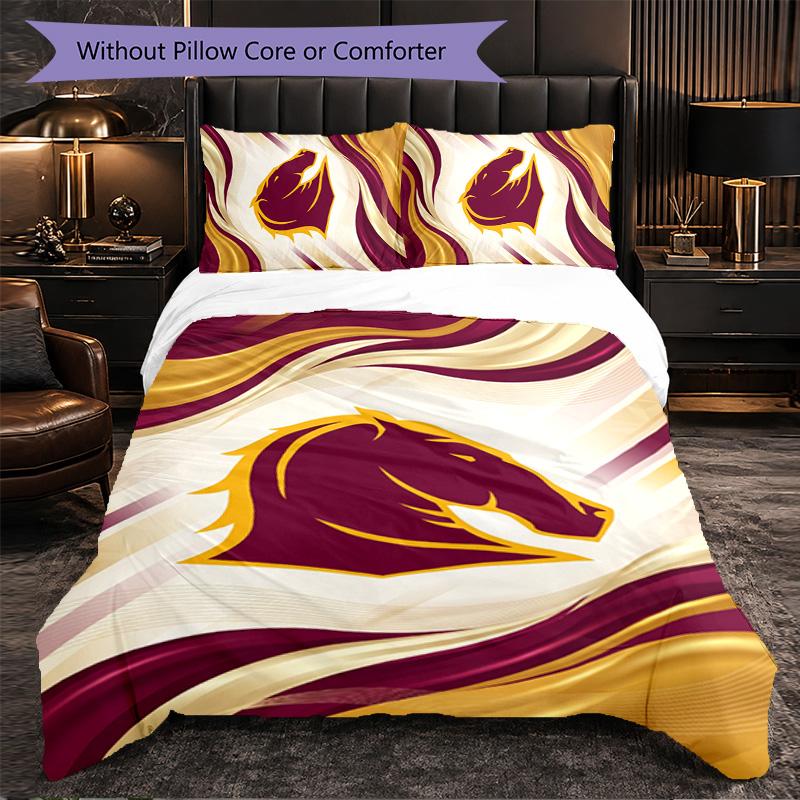 Brisbane Broncos Pattern Microfiber 3Pcs Bedding Set Decor Duvet Cover Set For Bedroom Home Use