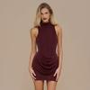 2026 European Spring/Summer Glitter Solid Color Sleeveless Bodycon Dress