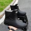 Fashion Rain Shoes Men's Trend Short Tube Water Shoes Outer Wear Work Shoes Medium Tube Waterproof Non-slip Wear-resistant Rain Boots Women