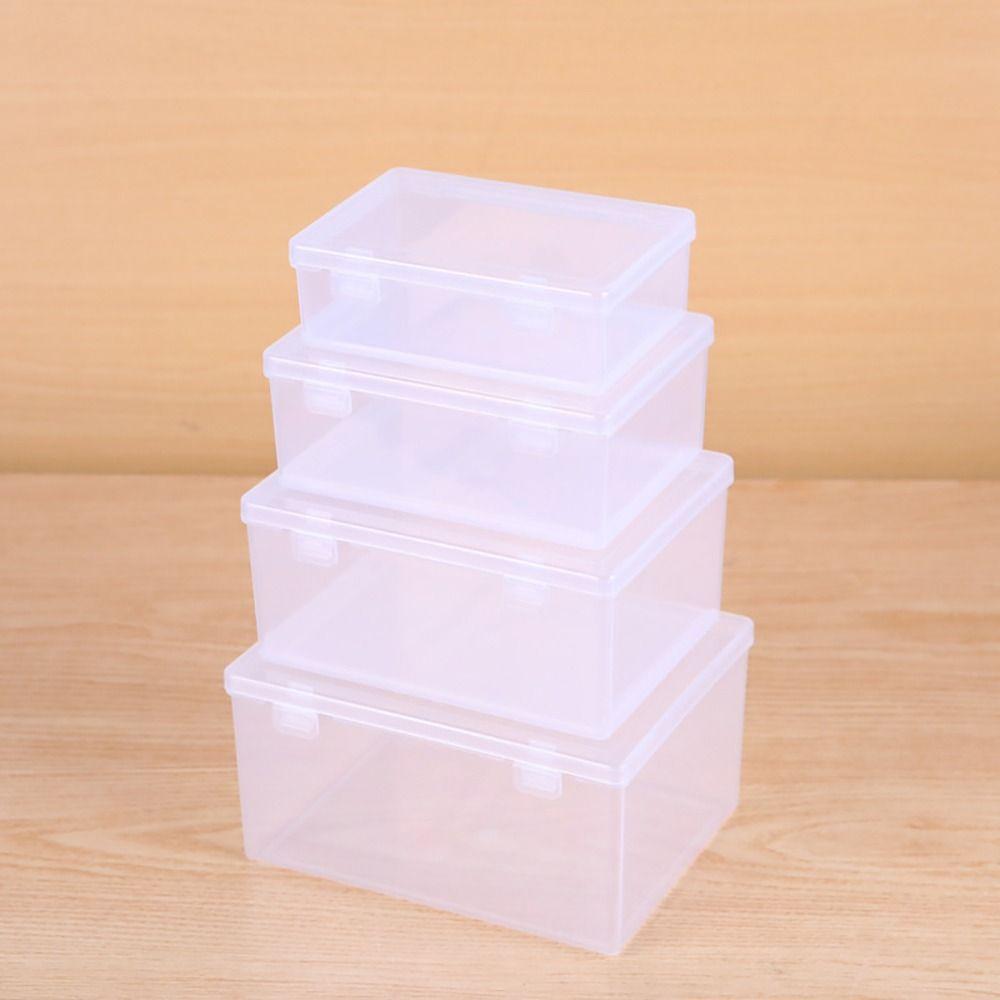 1Pcs Thickened Storage Box Transparent Plastic Case Flip Box  for Pill Jewelery Earrings Cosmetics
