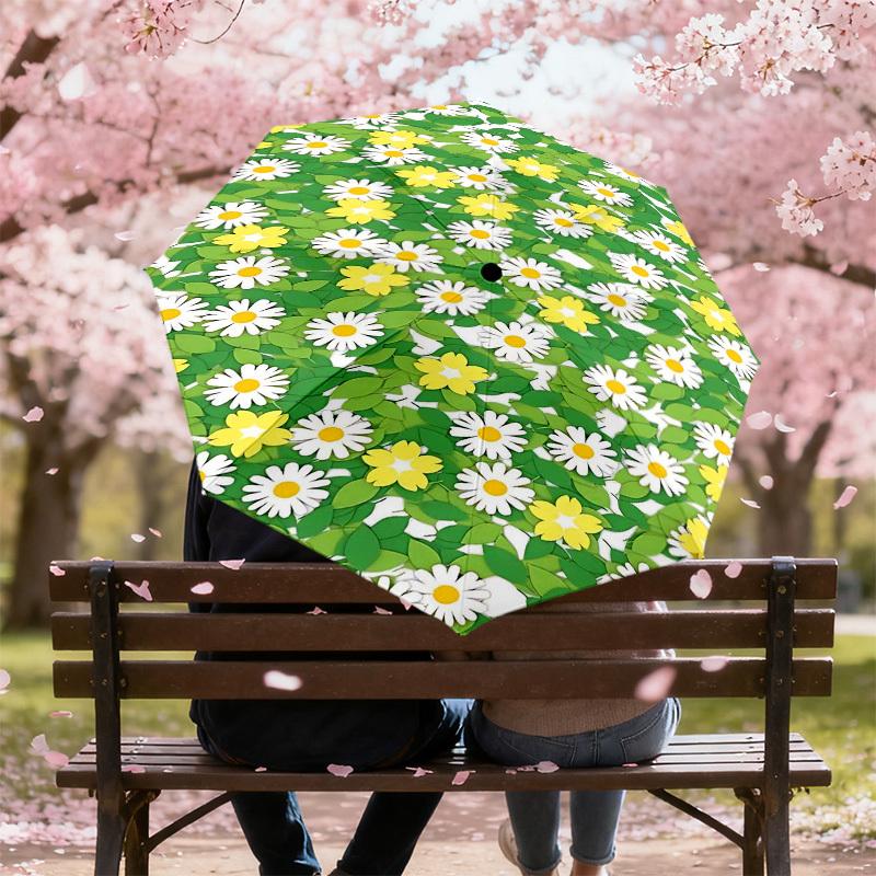 1PC Flowers Leaves Umbrella-8-Rib Reinforced Portable Folding Travel Suitable for All Seasons Outdoor Daily Use -J0359