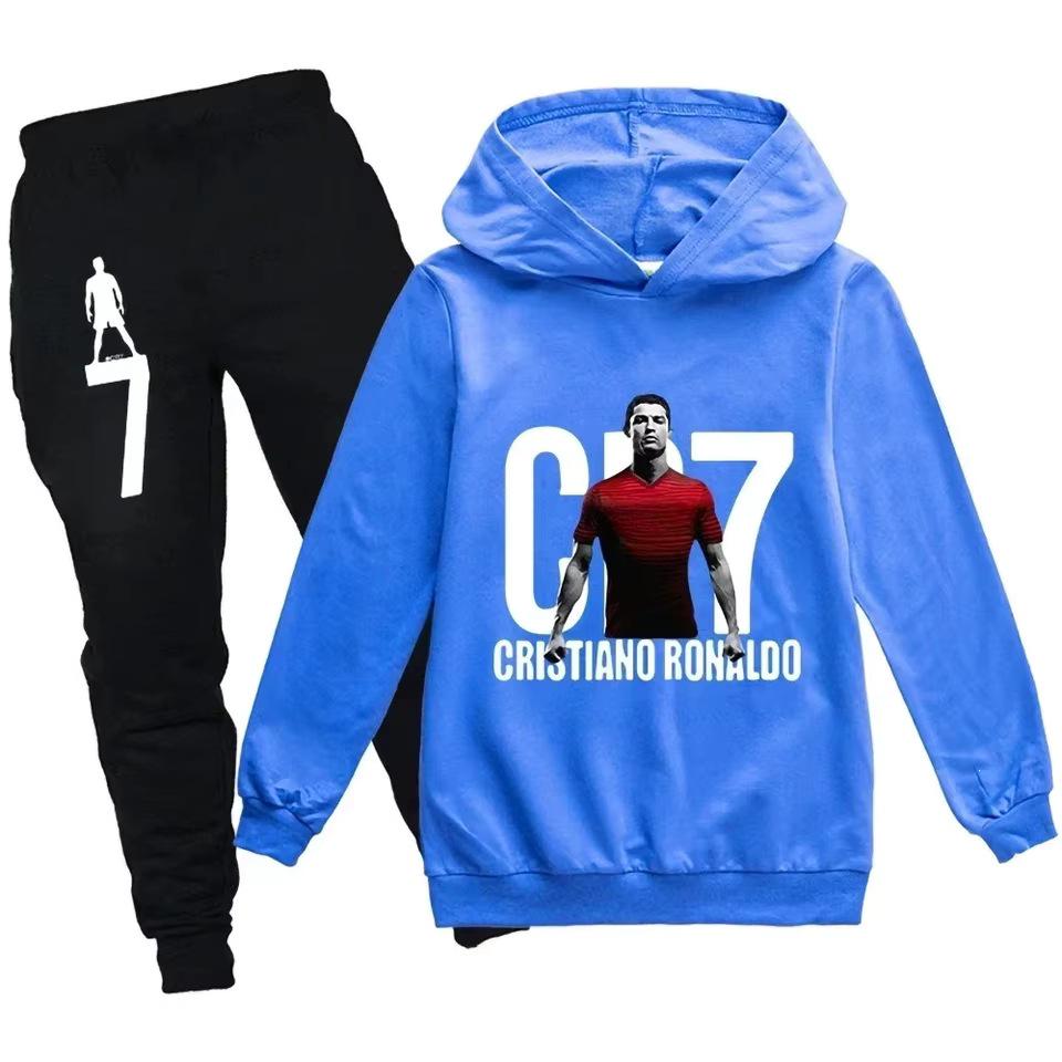 Футбольный комплект с худи и штанами CR7 для мальчиков, возраст 3-12 лет, Спортивный костюм из 2 предметов для весны и осени