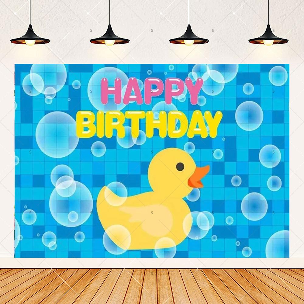Cute Yellow Duck Theme Background Banner Kids Birthday Party Decorations Photography Backdrop Cartoon Baby Shower Supplies Props