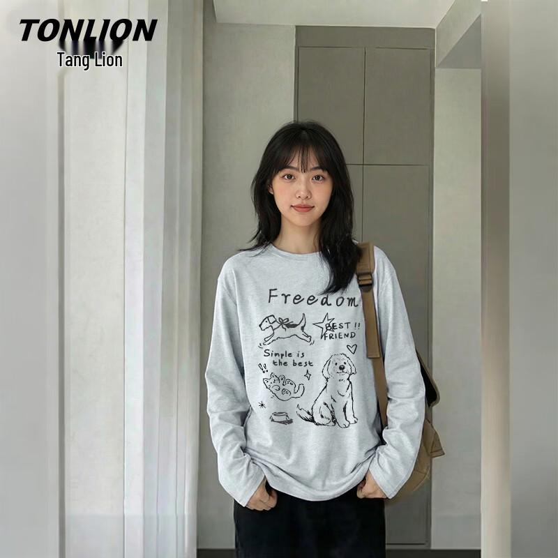 Женская хлопковая футболка с длинным рукавом TonLion