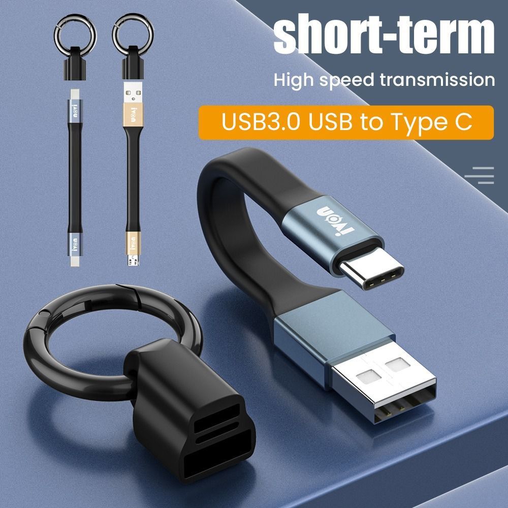 Новый Короткий Брелок USB-Кабель для Передачи Данных 3.1А Макс. Кабель Быстрой Зарядки Micro Type-C на USB A Зарядный Шнур для Смартфона Планшета