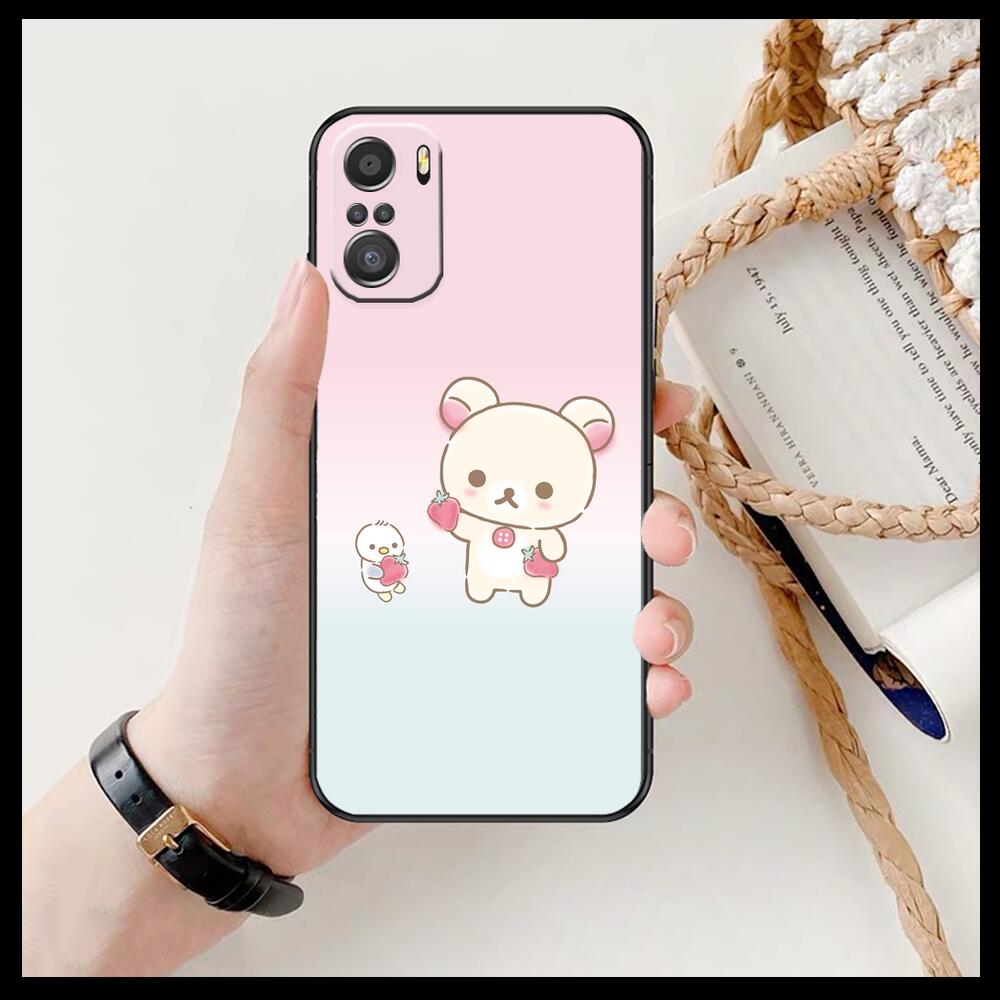 TOPLBPCS Cute Rilakkuma Phone Case For Xiaomi Redmi 11 Lite Pro Ultra 10 9 8 MIX 4 FOLD 10T Black Cover Silicone Back Prett