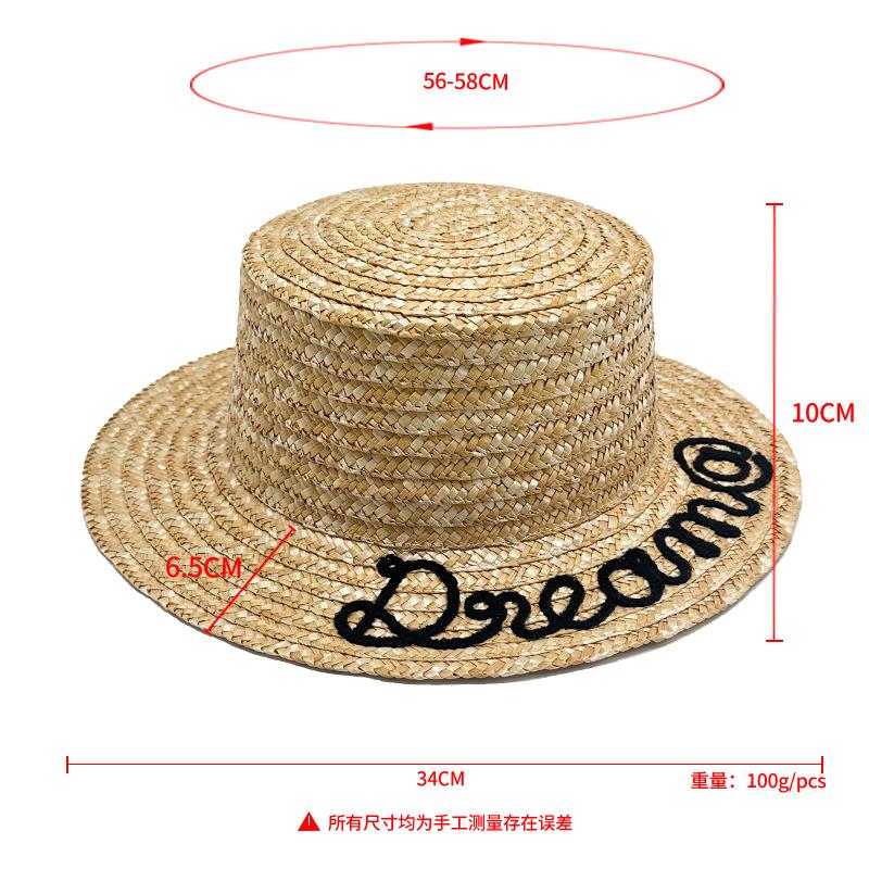 Parent-child hat Korean version summer beach hat women's bow flat edge sun protection straw hat outdoor flat top sun hat