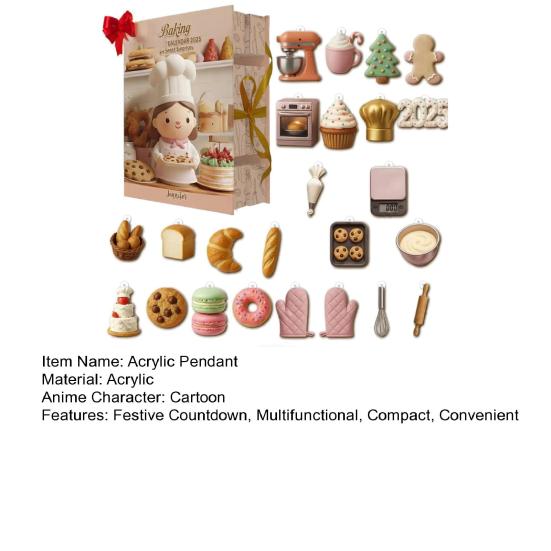 2025 Christmas Advent Calendar with Acrylic Pendant 24-Day Countdown Box Multifunctional Decoration for Kids Family