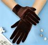 Women's Short Elastic Gold Velvet Gloves Winter Cold Resistant Fleece Gloves