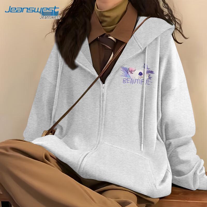 Женский худи оверсайз с принтом бабочки и кошки JEANSWEST