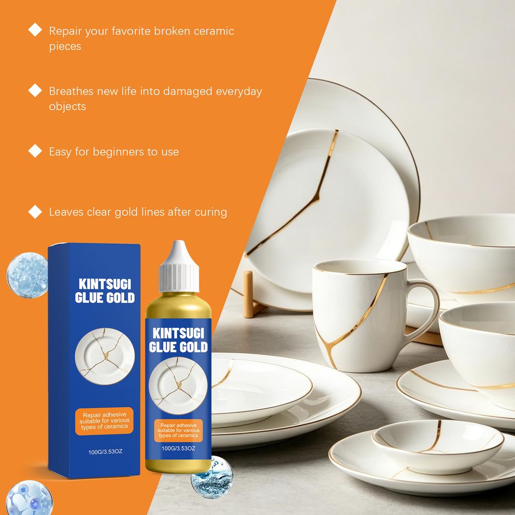 Kintsugi Glue for Porcelain Ceramic Dinnerware Crack Repair Fix Decoration Glue Multi-Purpose Household Adhesive