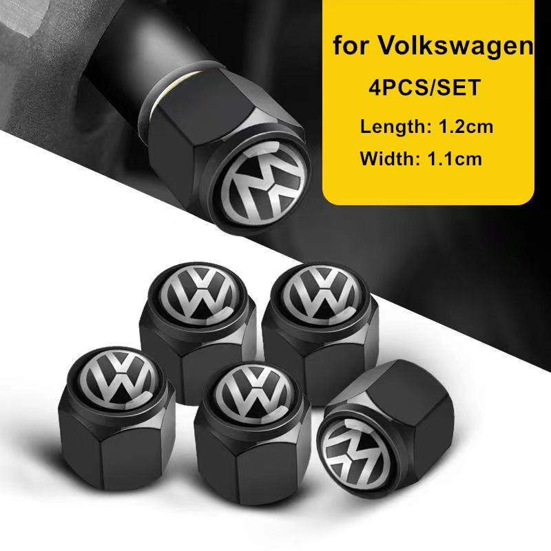 efg1 LJ-QMM For VW Volkswagen Golf Polo Passat Tiguan Jetta Car Sticker 4pcs Metal Car Wheel Tire Valve Caps Stem Covers