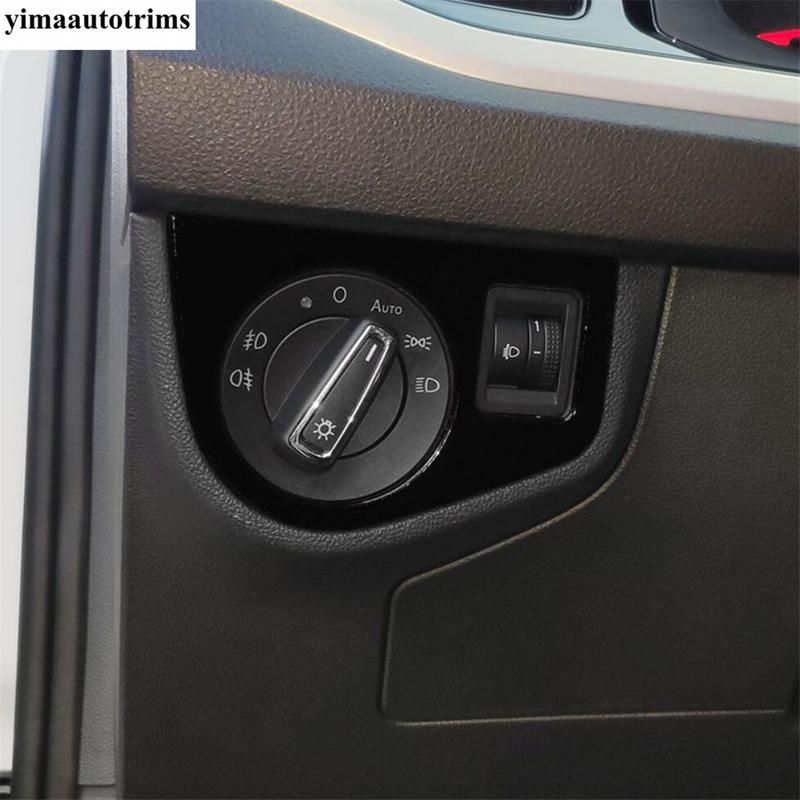 Head Light Lamp Switch Button Decor Frame Cover Trim ABS / Stainless Steel Interior Accessories For VW Volkswagen Polo -