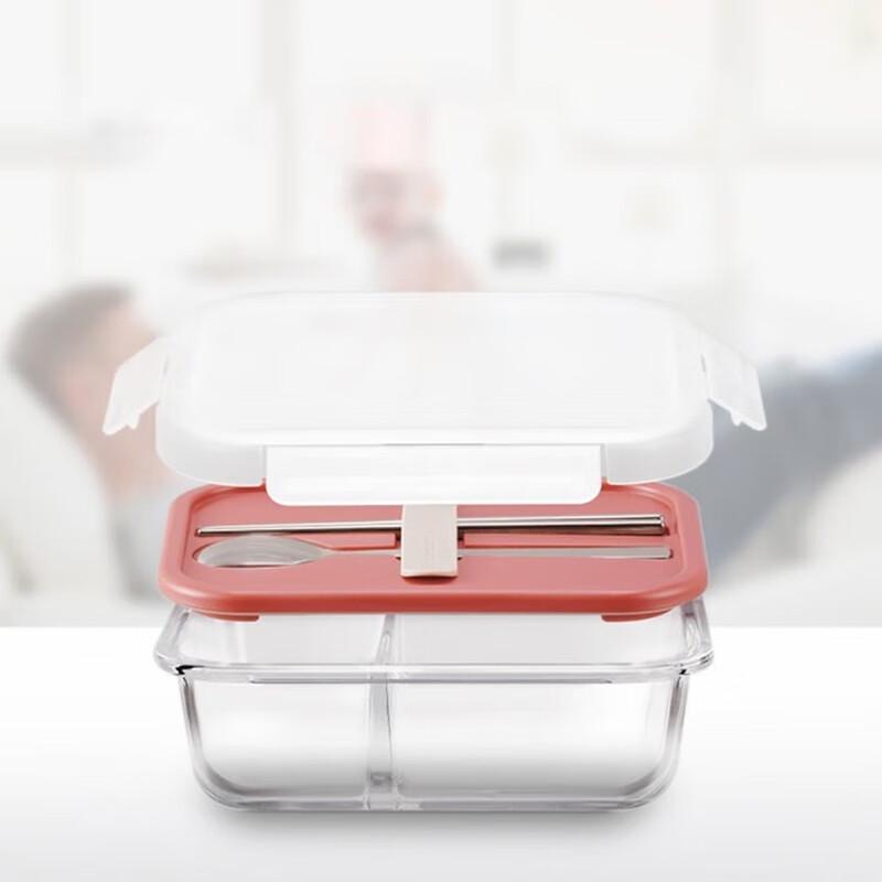 LocknLock 930ml Heat-Resistant Glass Lunch Box with Cutlery