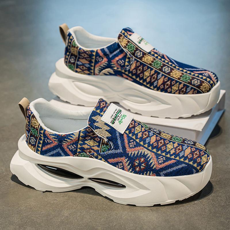 Мужская спортивная обувь, повседневные уличные кроссовки на платформе, студенческие, большие размеры, с принтом, для скейтбординга, увеличивающие рост