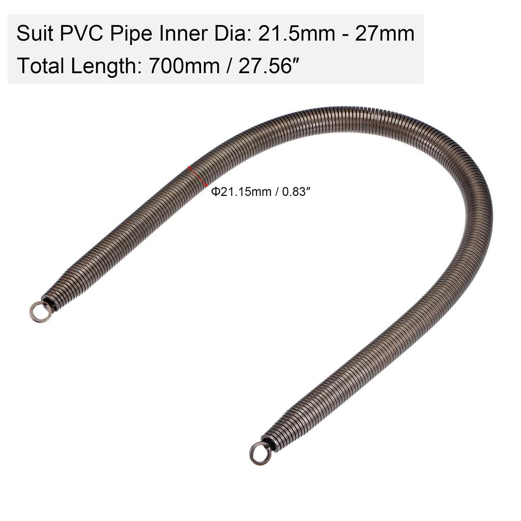 Uxcell Пружинный трубогиб, 21,15 мм внешний диаметр, 700 мм длина, высокоуглеродистая сталь, комплект типа А, для ПВХ трубы с внутренним диаметром 21,5 мм-27 мм