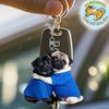 Hugging Pug Each Other Pendant Keychain,Puppy 2D Flat Acrylic Ornament Charm,Hanging Decoration for Car,Bags,Festive,Party,Gift