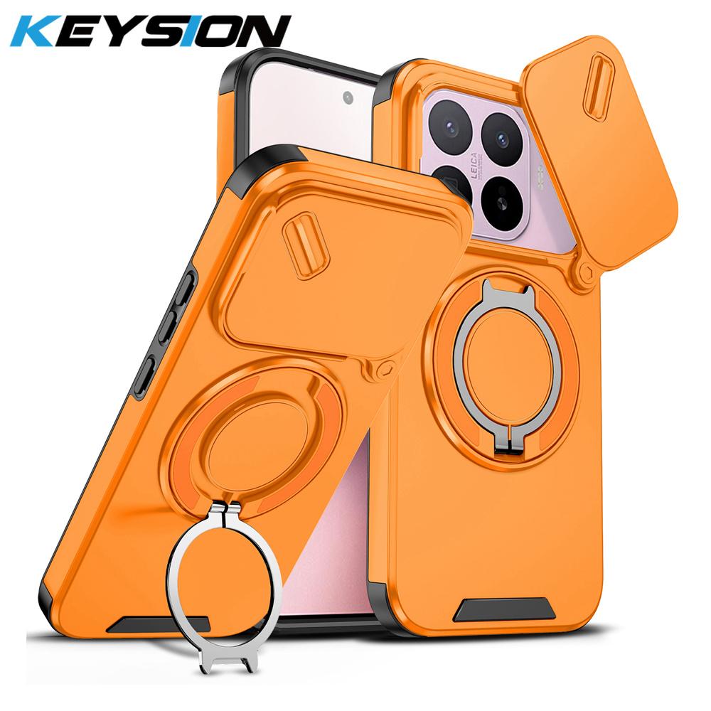 KEYSION Чехол для телефона со вращающимся на 360° кольцом-подставкой для Xiaomi 17T 17T Pro 5G, с защитой выдвижной камеры, магнитная, ударопрочная задняя крышка