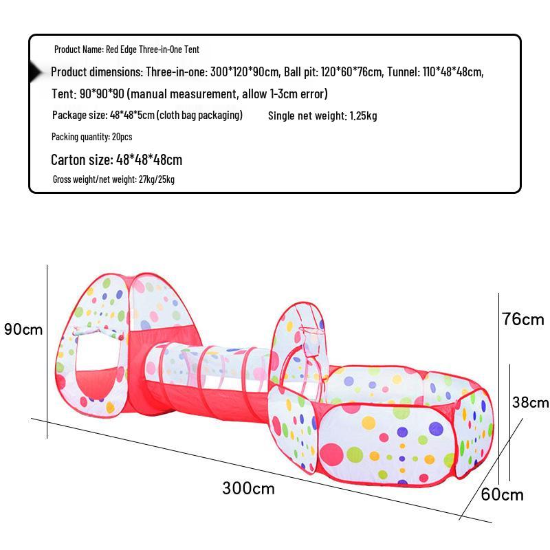 Popular Foldable Children's Tent & Tunnel Playhouse with Basketball and Ocean Ball Pit