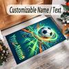 Soccer Theme Crystal Velvet Rug Personalized Custom Name Text Soft Floor Mat Home Decor
