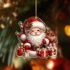 Christmas Santa Ornament 2D Acrylic Cartoon Santa Claus Xmas Tree Ornament for Holiday Tree Door Window Car Hanging Decor