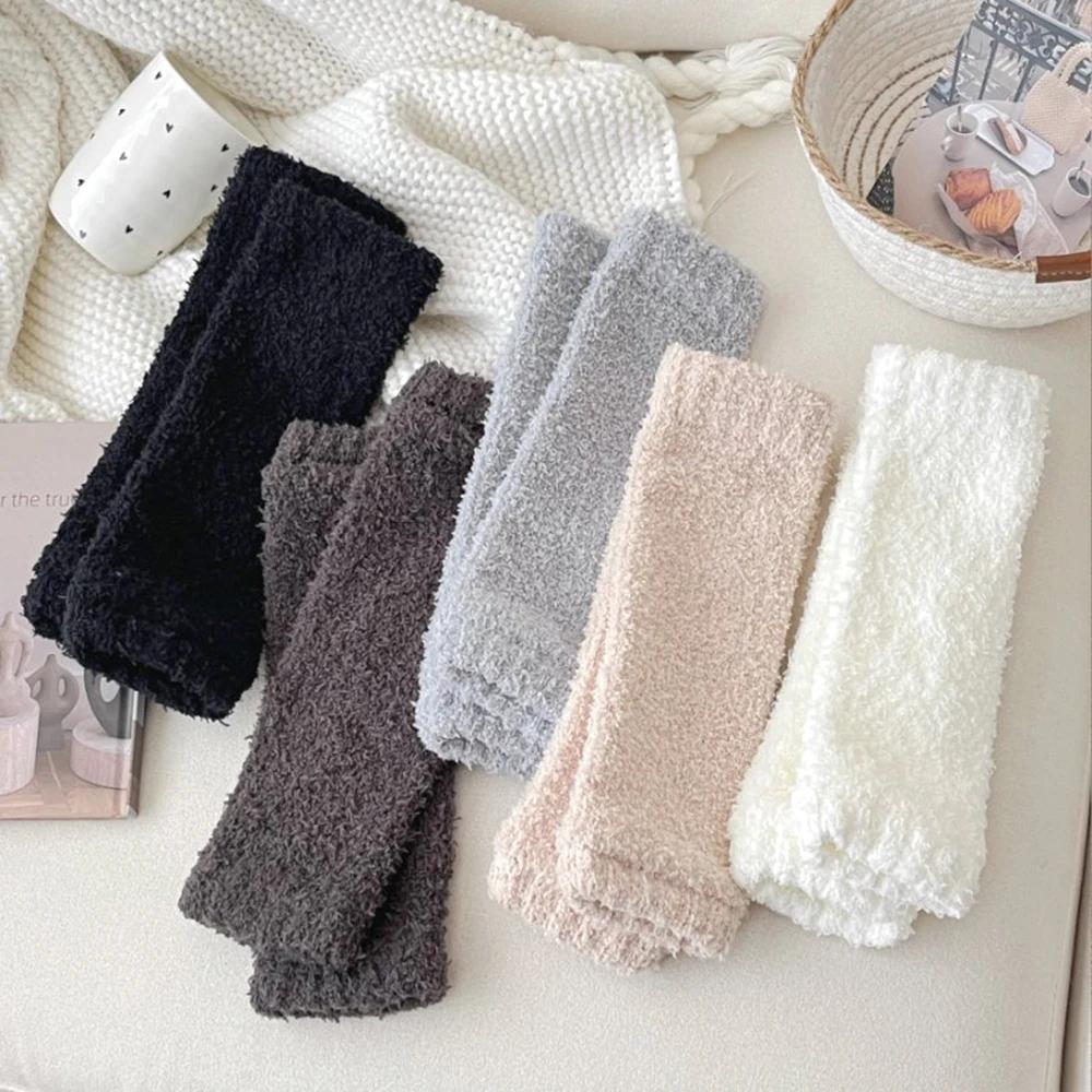 Мягкий наколенник от артрита, согревающий ногу, для бега, защита колена, длинные носки, женский, осенне-зимний, согревающий, коралловый флис, толстые гетры для ног