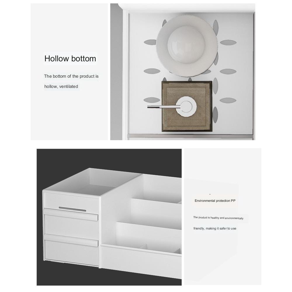 Тип ящика Женская косметичка для макияжа Коробка для общежития Организационная пластиковая полка Косметика для ухода за кожей Туалетный столик Настольный ящик для хранения Держатель кисточек для макияжа