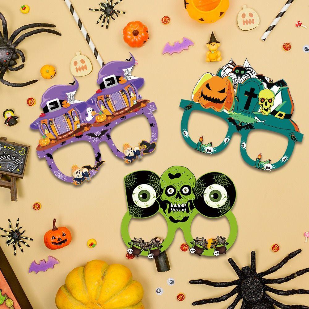 6pcs Pumpkin Halloween Funny Glasses Witch Hat Pumpkin Glasses  Photo Booth Props