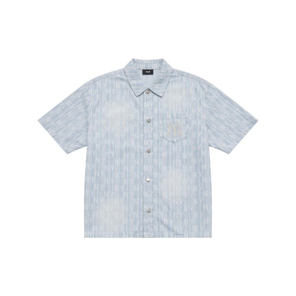 MLB MONOGRAM SS25 Рубашка Унисекс Светло-голубая 3ADRM0553-50BLL