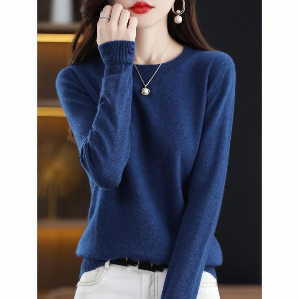 Свитера с круглым вырезом, пуловер, женский теплый свитер с длинными рукавами, однотонная рубашка на осень-зиму, кашемировый стиль для путешествий