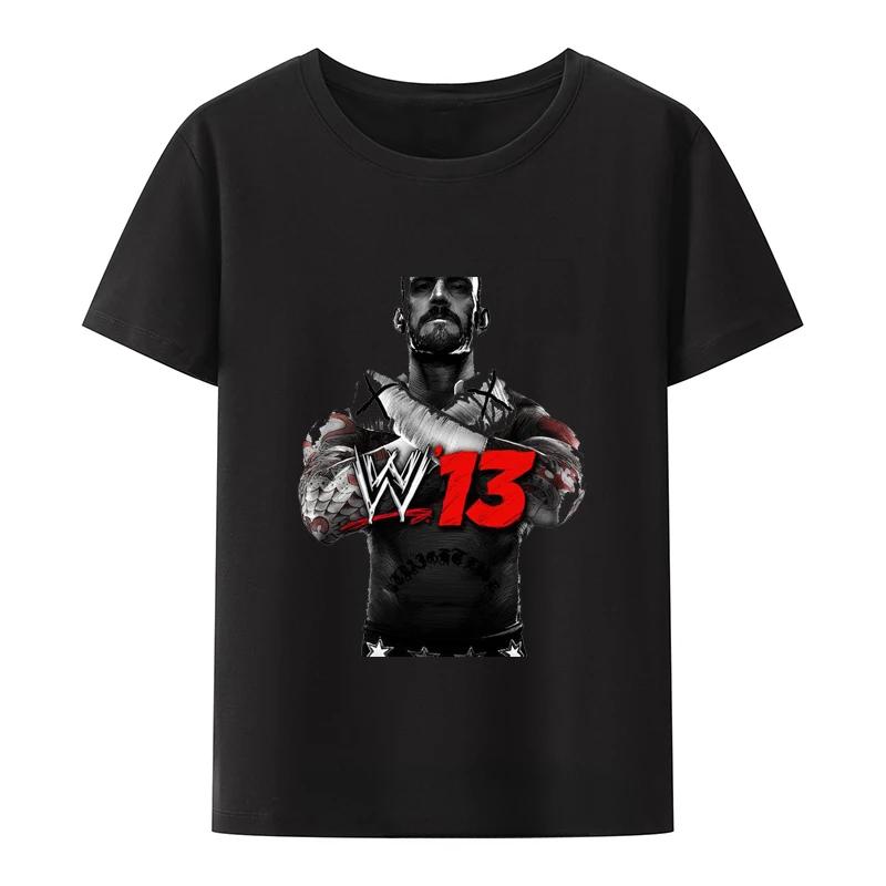 Летняя одежда Cm Punk футболка черная AEW футболка мужская американская рестлинг футболки