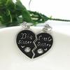 1 Pair Sisters Pendants Long Chain Necklace Broken Heart Puzzle Jewelry Charms ARI