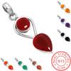 925 Sterling Silver Pendant Women Gemstone Handmade Jewelry Birthday Gift Amber Amethyst Black Onyx Carnelian Garnet Quartz Green Onyx Gold Stone