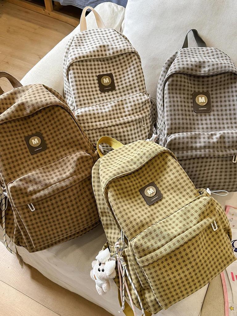 Japanese Retro Plaid Backpack for Women - Lightweight Autumn/Winter Bag for Middle and High School Girls