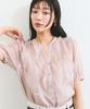 Washable Sheer Ruffle Short Sleeve Pink [BIS] Blouse, Women's, (63)