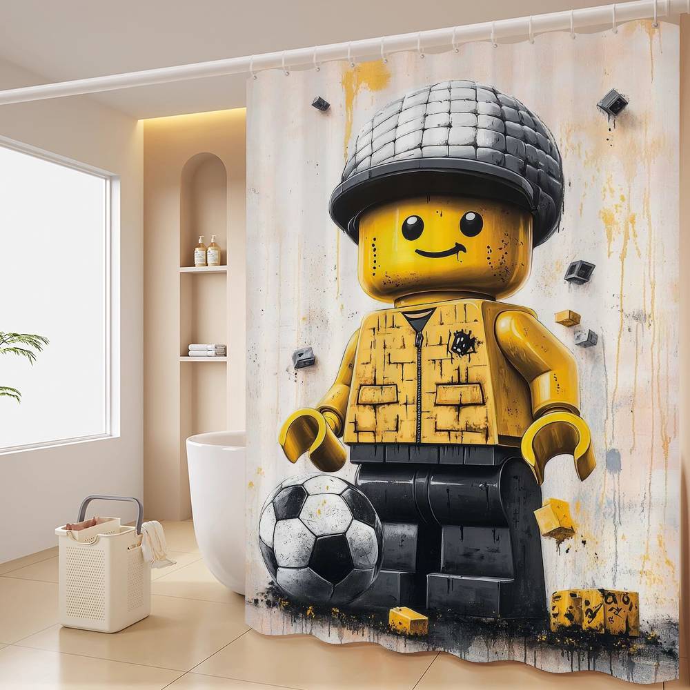Мультяшная Абстрактная Веселая Различные Профессии L-Лего Занавеска для Душа, Декоративная Занавеска для Душа для Ванной Комнаты, Водонепроницаемая Занавеска для Душа с Крючками