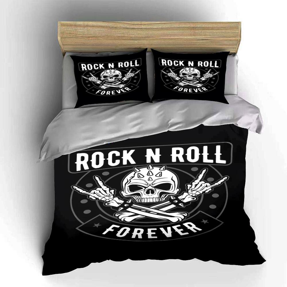 Rock N Roll Skull Design Bedding Set Bedding set (1 duvet cover, 2 pillowcases, duvet not included)