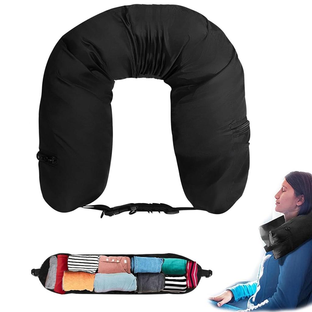 Travel Neck Pillow Self-filling Travel Pillow Portable Stuffable Neck Pillow For Travel With Refillable Support Cushion