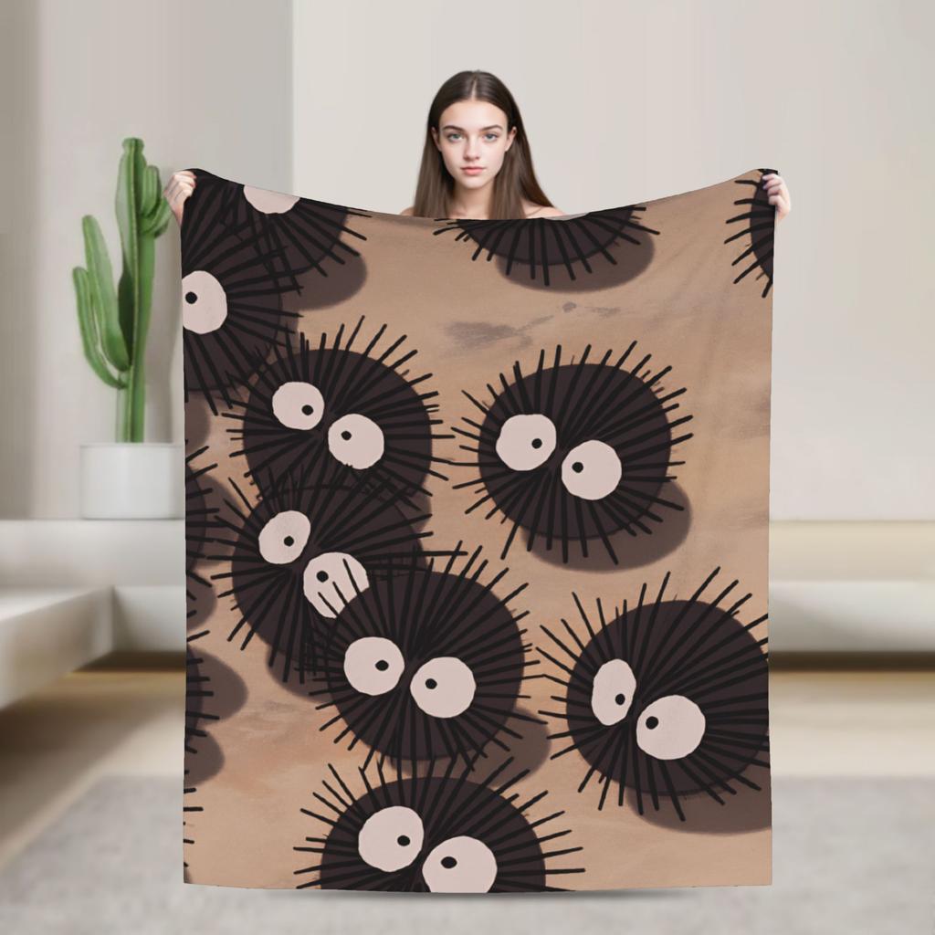 Warm BlanketsBoy Girl Picnic Susuwatari Soot Sprites Throw Blanket Flannel Bedspread For Bedroom Comfortable Sofa Bed Cover