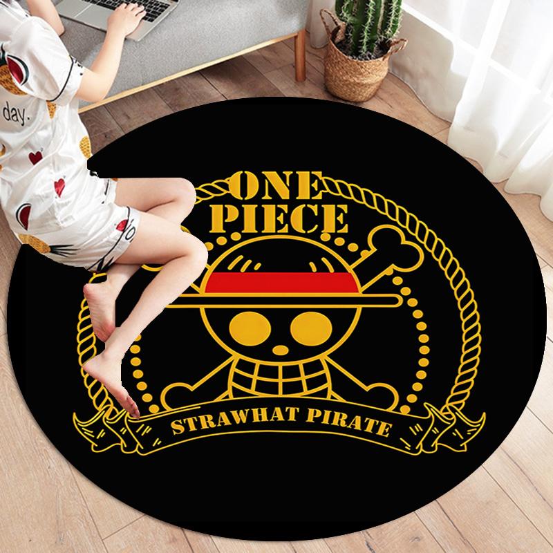 One Piece Straw Hat Pirates Round Area Rug Carpet Rug For Living Room Bedroom Sofa Playroom Decor Nonslip Floor Mat