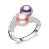 Freshwater Pearl Lsooyh Double Natural Rings For Women Fashion Female Cubic Zirconia Cz Silver Color Ring