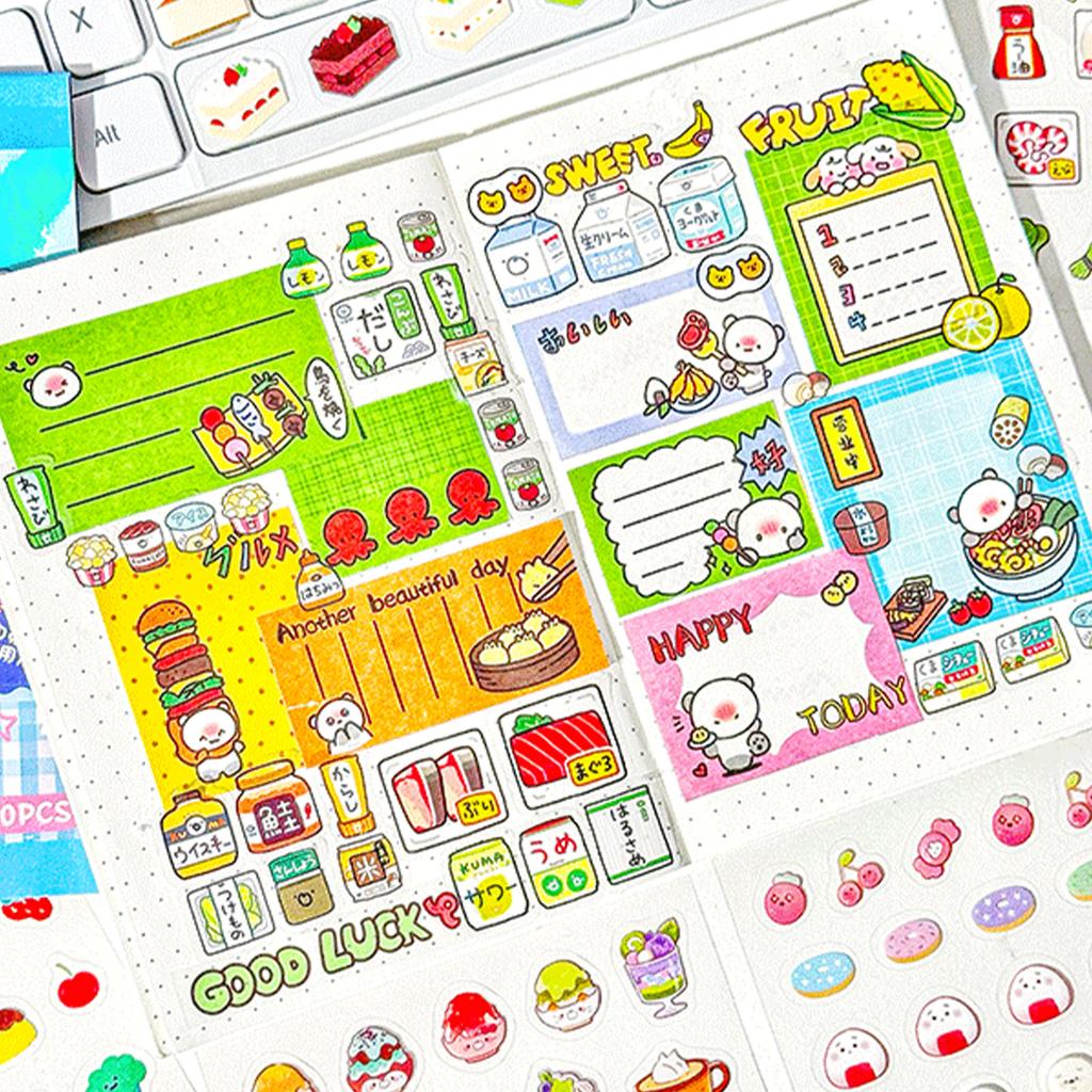 30 Sheets Notebook Decor Food Guide Series PET Stickers Sweet Dessert Scrapbooking DIY Decoration Stickers for Journal Craft