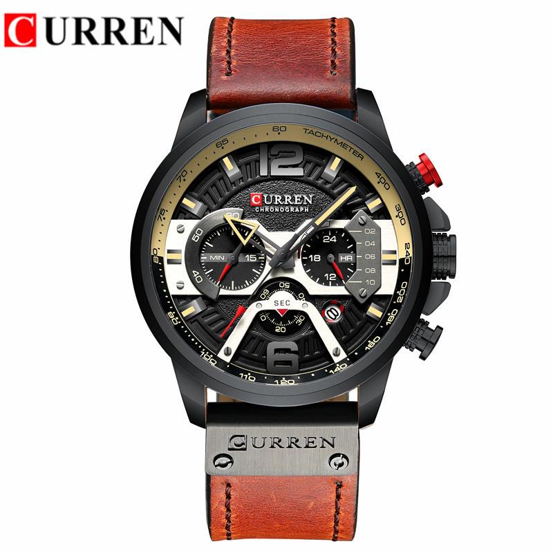 CURREN 8329 Модные мужские водонепроницаемые многофункциональные часы-хронограф с шестью стрелками и большим циферблатом