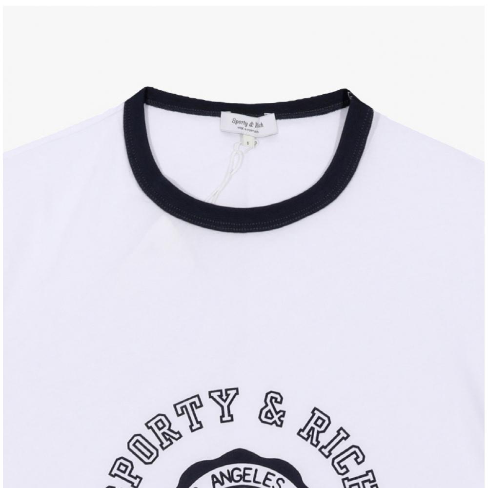 Sporty   Rich Ringer Tee White California Emblem To073606205wh01