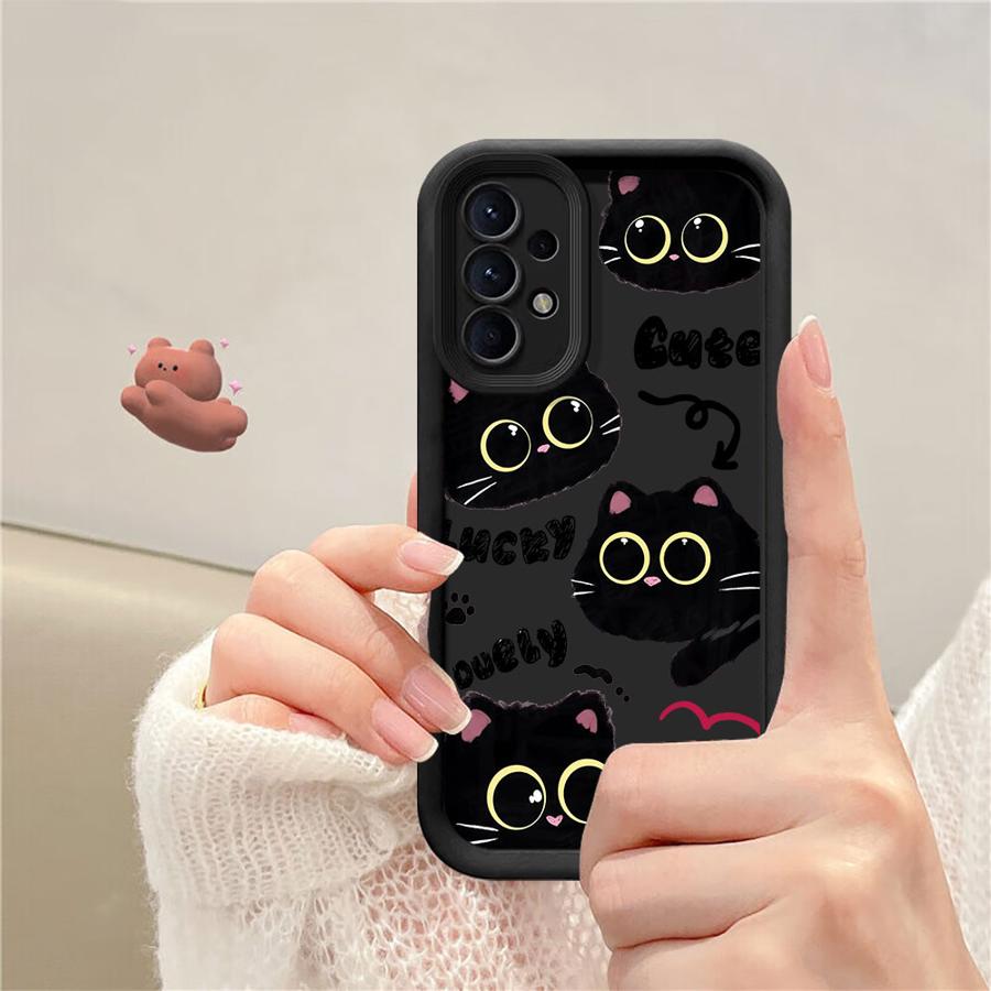 Мультяшный Черный Кот Мягкий Чехол для Samsung Galaxy A36 A32 A33 A14 A24 A13 A34 A23 A12 A26 A22 A16 A56