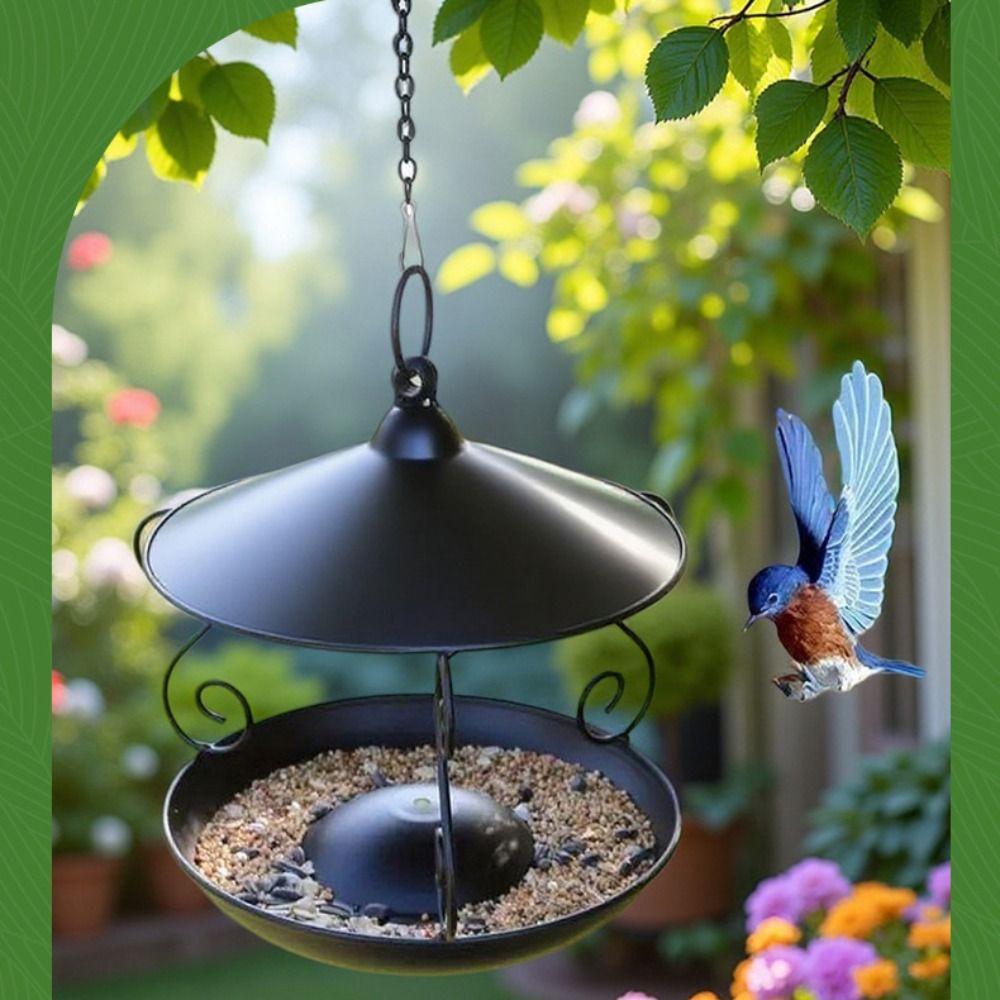 Rainproof Bird Feeder Iron Bird Feeding Tray Garden Decor Bird Food Dispenser  Patio
