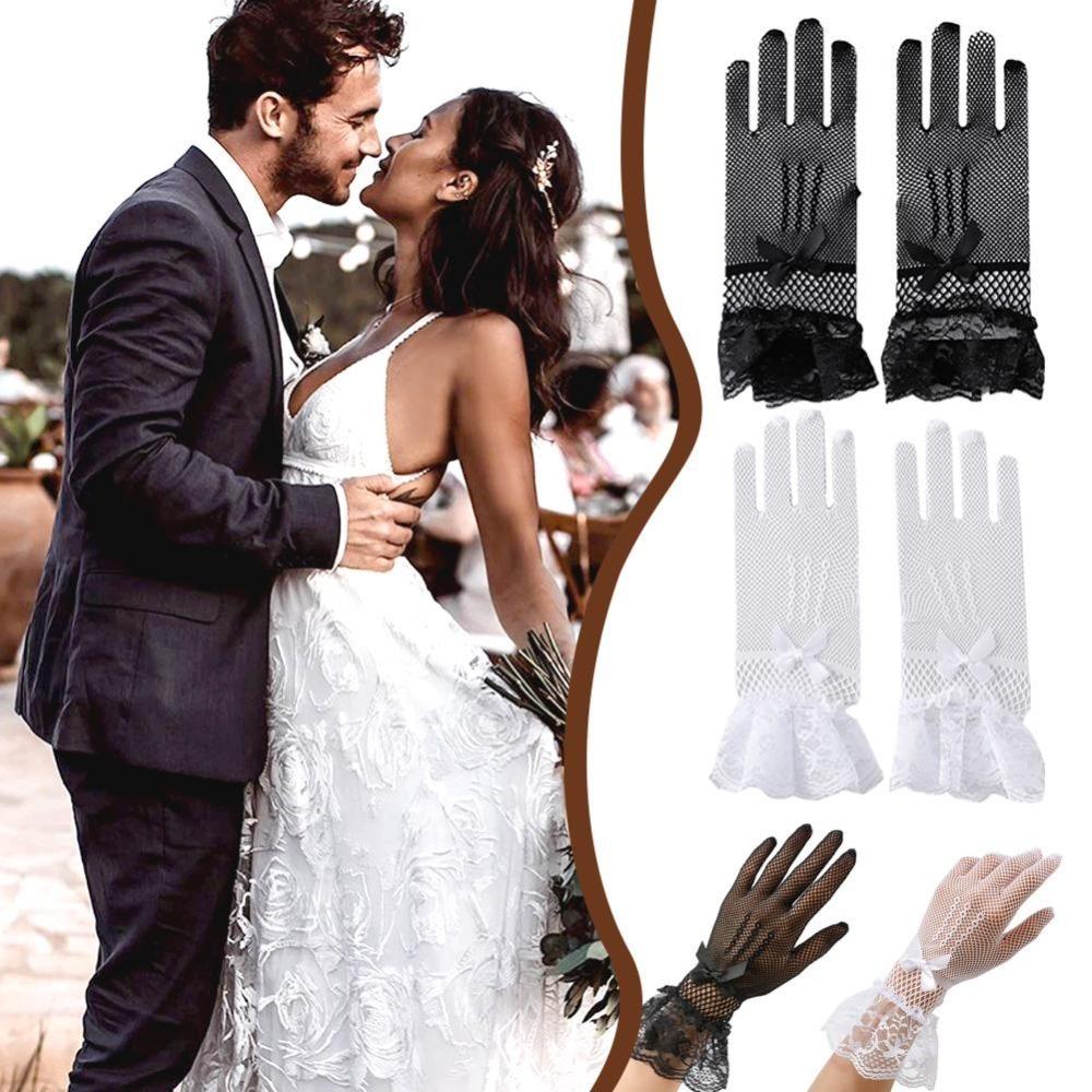 Сетчатые перчатки невесты Эластичные перчатки для сценических выступлений Новые варежки Женские