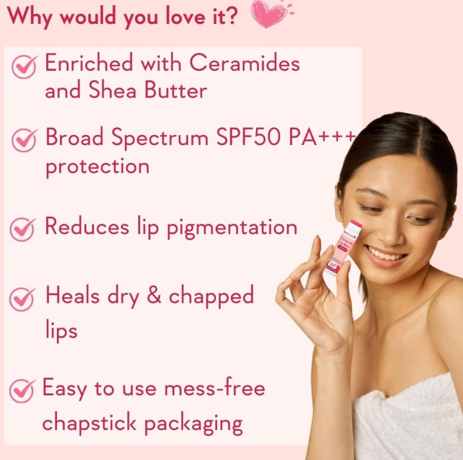 WishCare Тонированный бальзам для губ с SPF 50 PA +++ - Осветляющий бальзам для губ для темных губ с койевой кислотой и ниацинамидом - SPF бальзам для губ для женщин 5 г