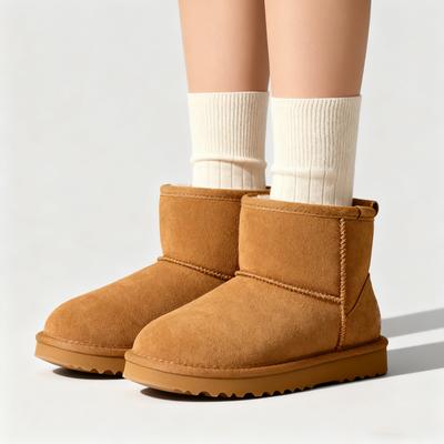 Gacimy Зимние Настоящие Мини Ботинки Для Женщин Уличные Меховые На Подкладке Замшевые Снежные Ботинки Уютные Пушистые Хлопковые Туфли Женские Теплые Плюшевые Ботильоны