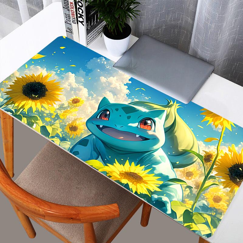 Sunny Pikachu and Bulbasaur Desk Pad Kawaii Anime Gaming Mouse Mat